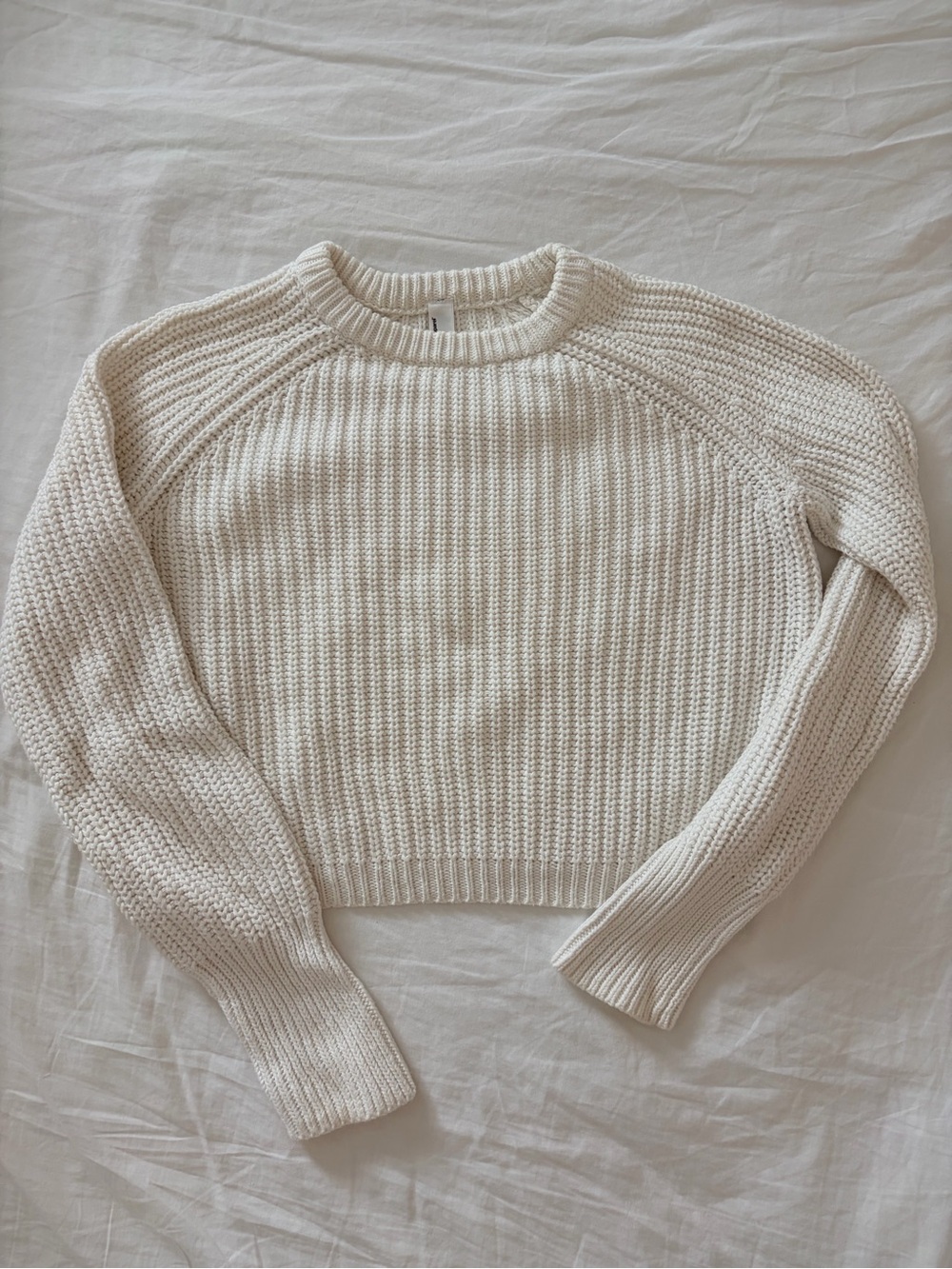 White American Apparel Women’s Cropped Fisherman Long Sleeve Pullover